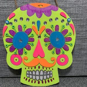 ⭐️Hand Painted Wooden Skull Wall Decor